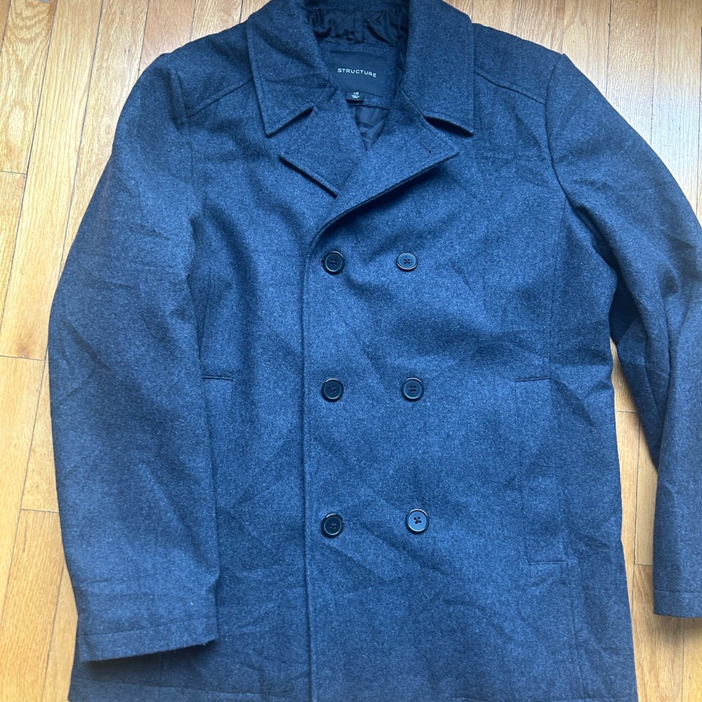Y2K Vintage Structure Men's Charcoal Peacoat size-Large